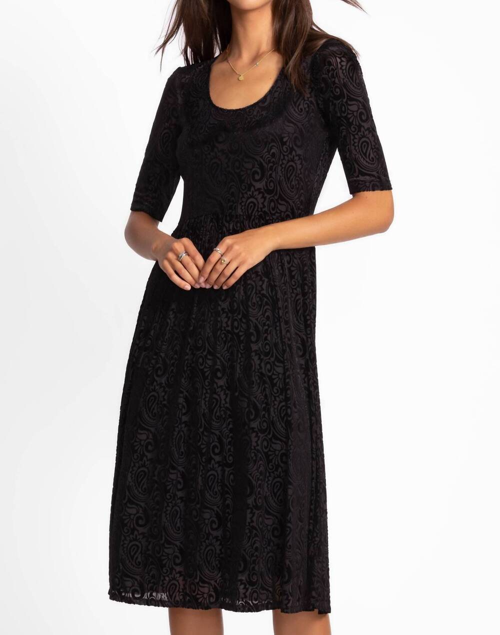 NEW JOHNNY WAS helena midi dress in black